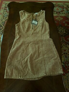 Le Lis Corduroy Sleeveless Mini Dress in Tan